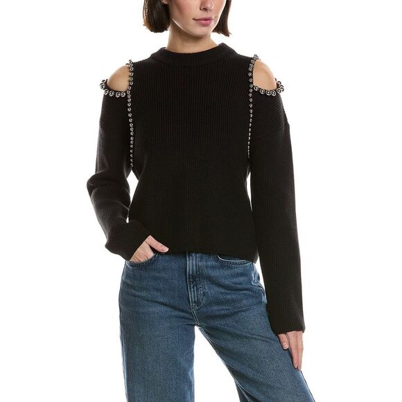 Avantlook WomensCold-Shoulder Sweater Black